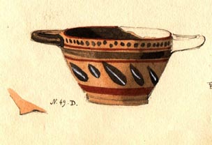(49D) 2 handled pot with black leaf design